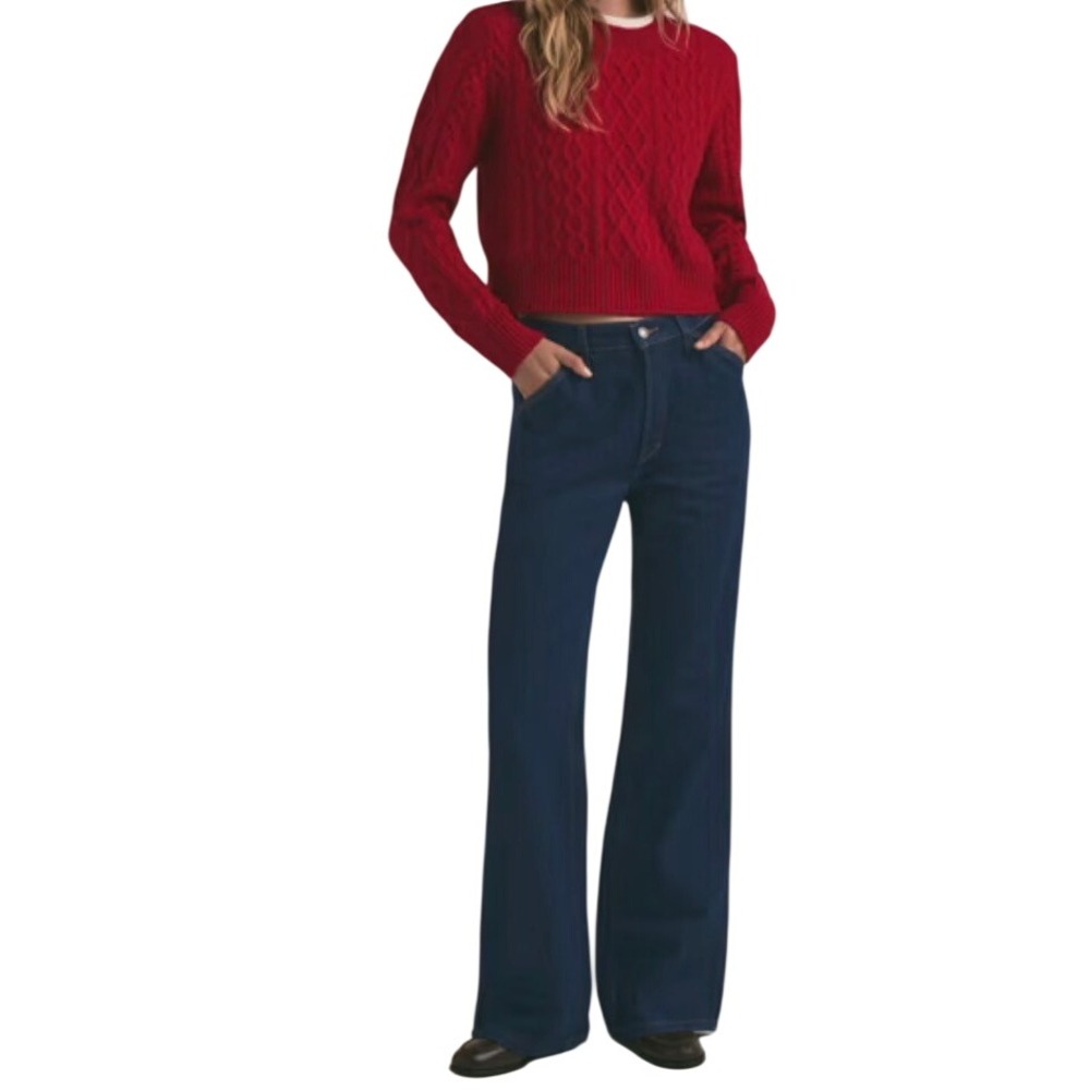 Favorite Daughter The Olympia Flare Manchester Dark Indigo Jeans 27 NWT